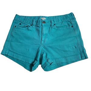 J. CREW Vintage 1990s Teal Turquoise 12" Denim Shorts Size 8